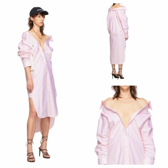 Alexander Wang Falling Off Shoulder illusion Stripe Dress - Picture 2 of 8